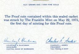Barbados 1975 GOLD 100 dollars choice PROOF