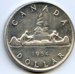 Canada 1954 silver 1 dollar prooflike XF/AU