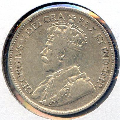 Canada 1918 silver 25 cents VF