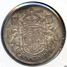 Canada 1938 silver 50 cents VF