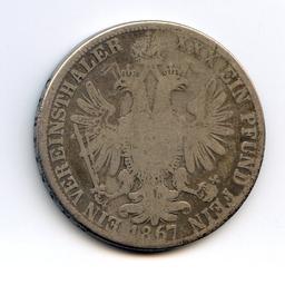 Austria 1867-A silver 1 thaler VG