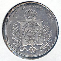 Brazil 1863 silver 1000 reis XF