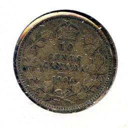 Canada 1906 silver 10 cents F