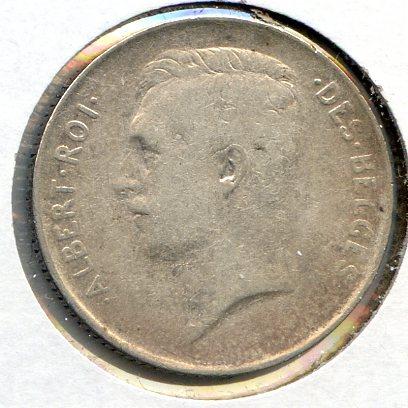 Belgium 1913 silver 1 franc French VF/XF