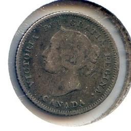 Canada 1880-H silver 5 cents about VF