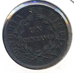 Chile 1853 1 centavo XF/AU