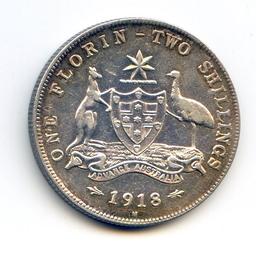 Australia 1918-M silver florin XF