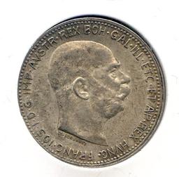 Austria 1914 and 1915 silver 1 corona, 2 AU pieces