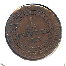 Austria 1812-S 1 kreuzer F/VF