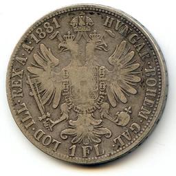Austria 1881 silver florin about VF