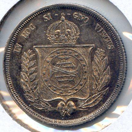 Brazil 1860 silver 500 reis AU