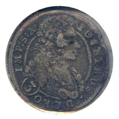 Bohemia 1709 GE silver 3 kreuzer VF