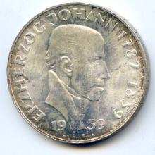Austria 1959 silver 25 schilling Grandduke Johann toned BU