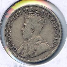 Canada 1912 silver 25 cents F