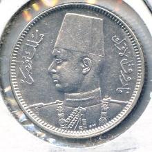Egypt 1929-BP and 1937 silver 2 piastres, 2 VF/XF pieces