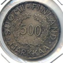 Finland 1952-H silver 500 markkaa Helsinki Olypics XF