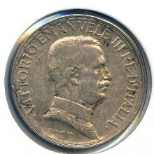 Italy 1916-R silver 1 lira toned XF/AU