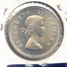 South Africa 1953 silver 2 shillings gem BU