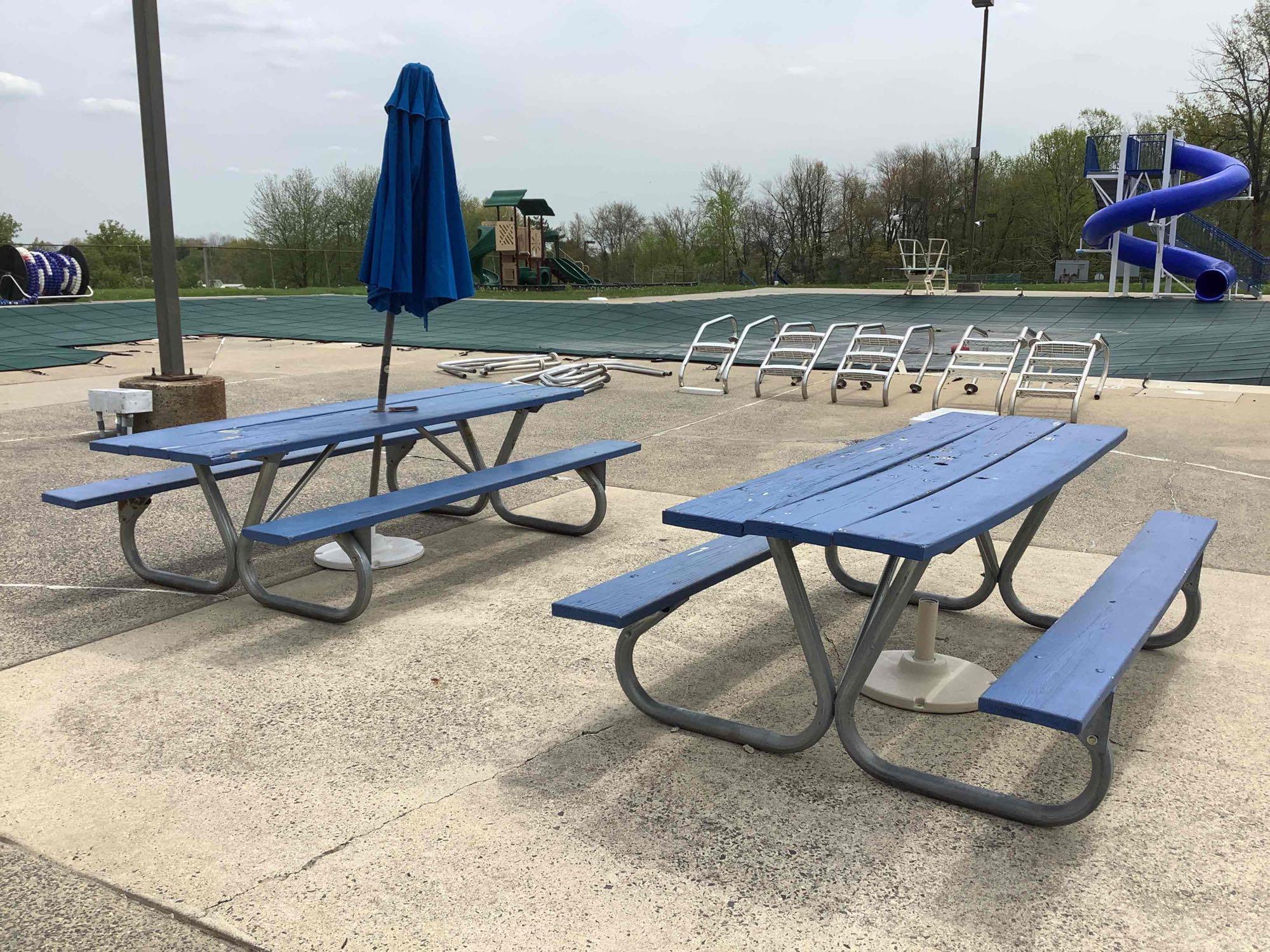 Picnic Tables and Umbrella