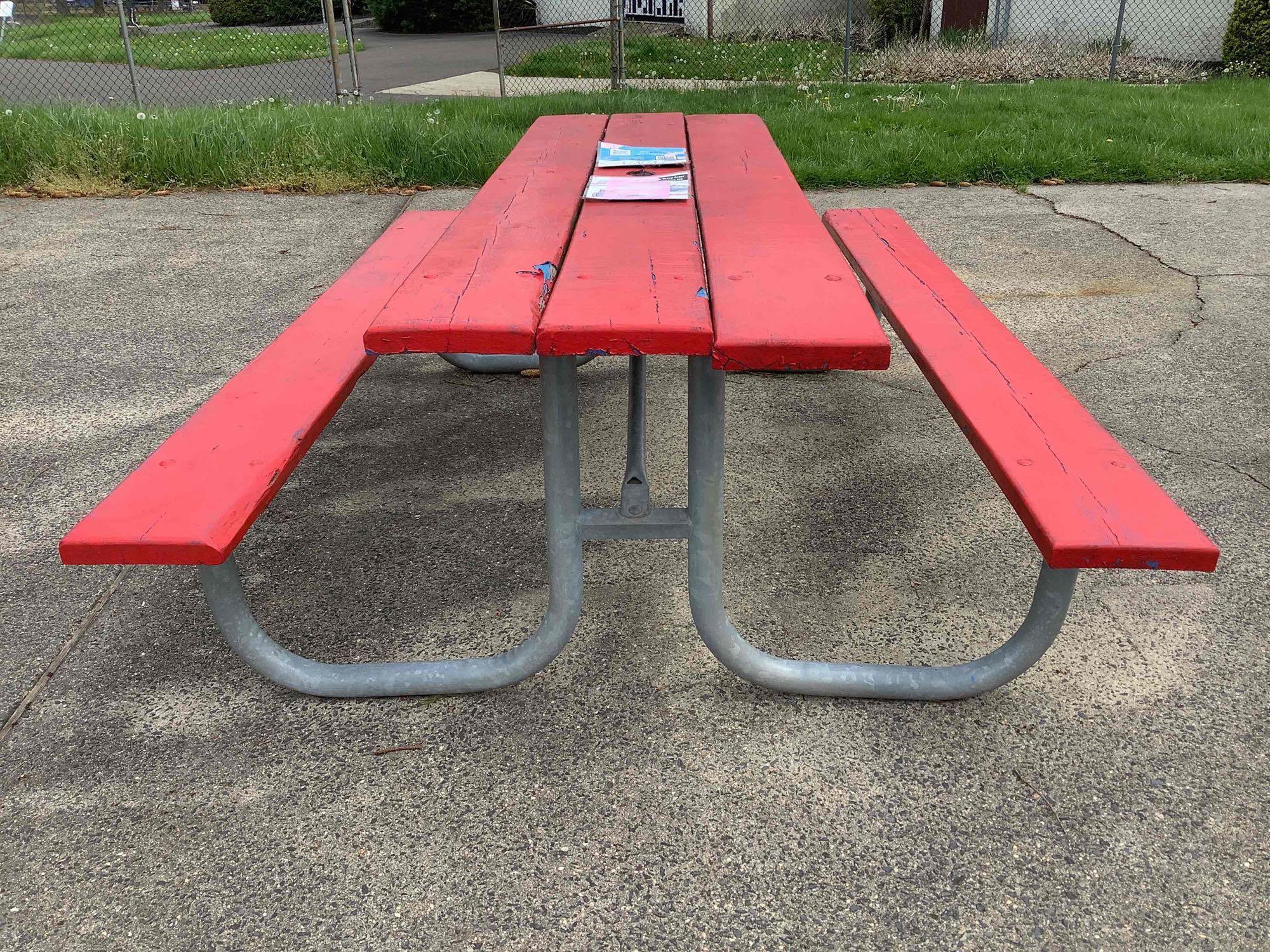Red Picnic Tables