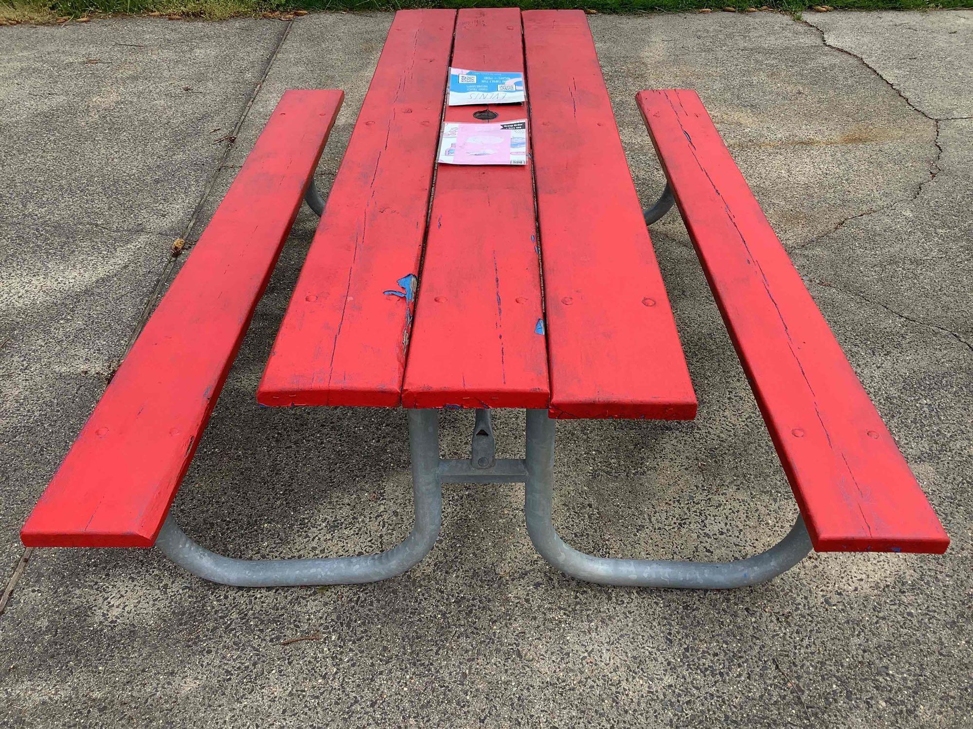 Red Picnic Tables