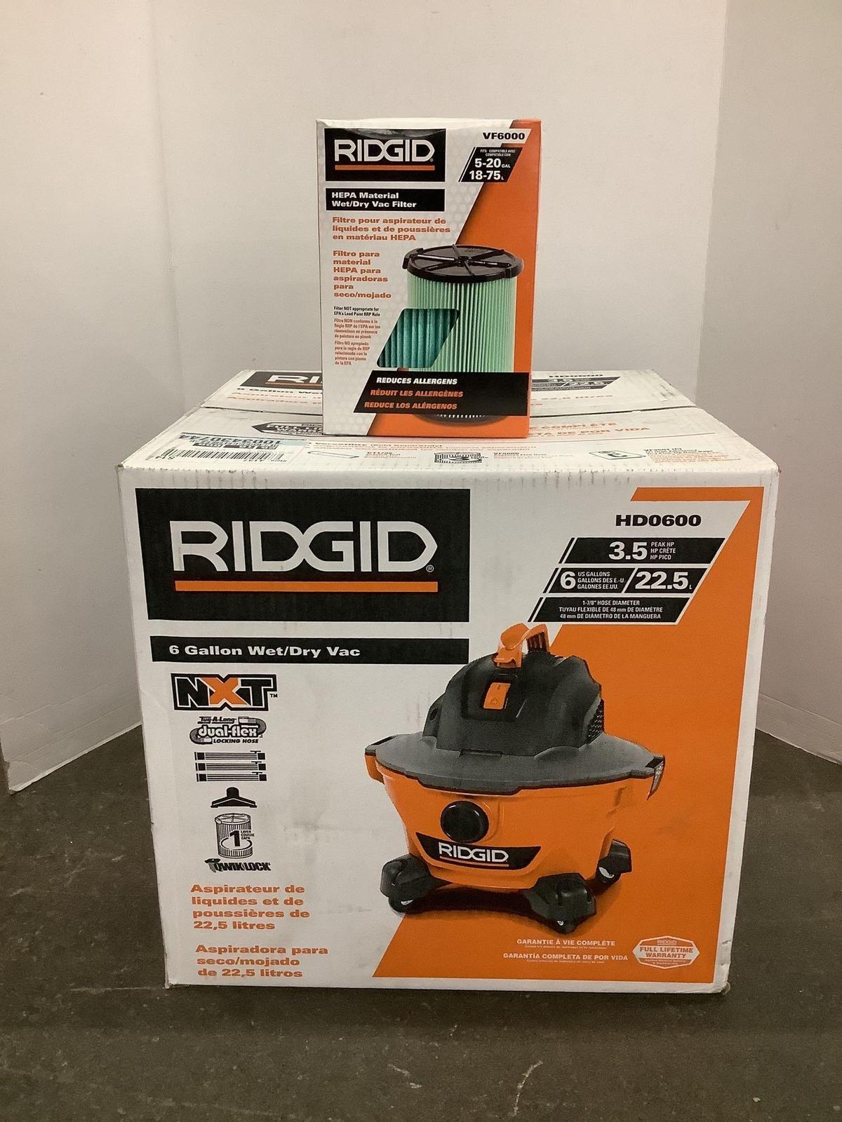 Ridgid Shop Vac and Filter