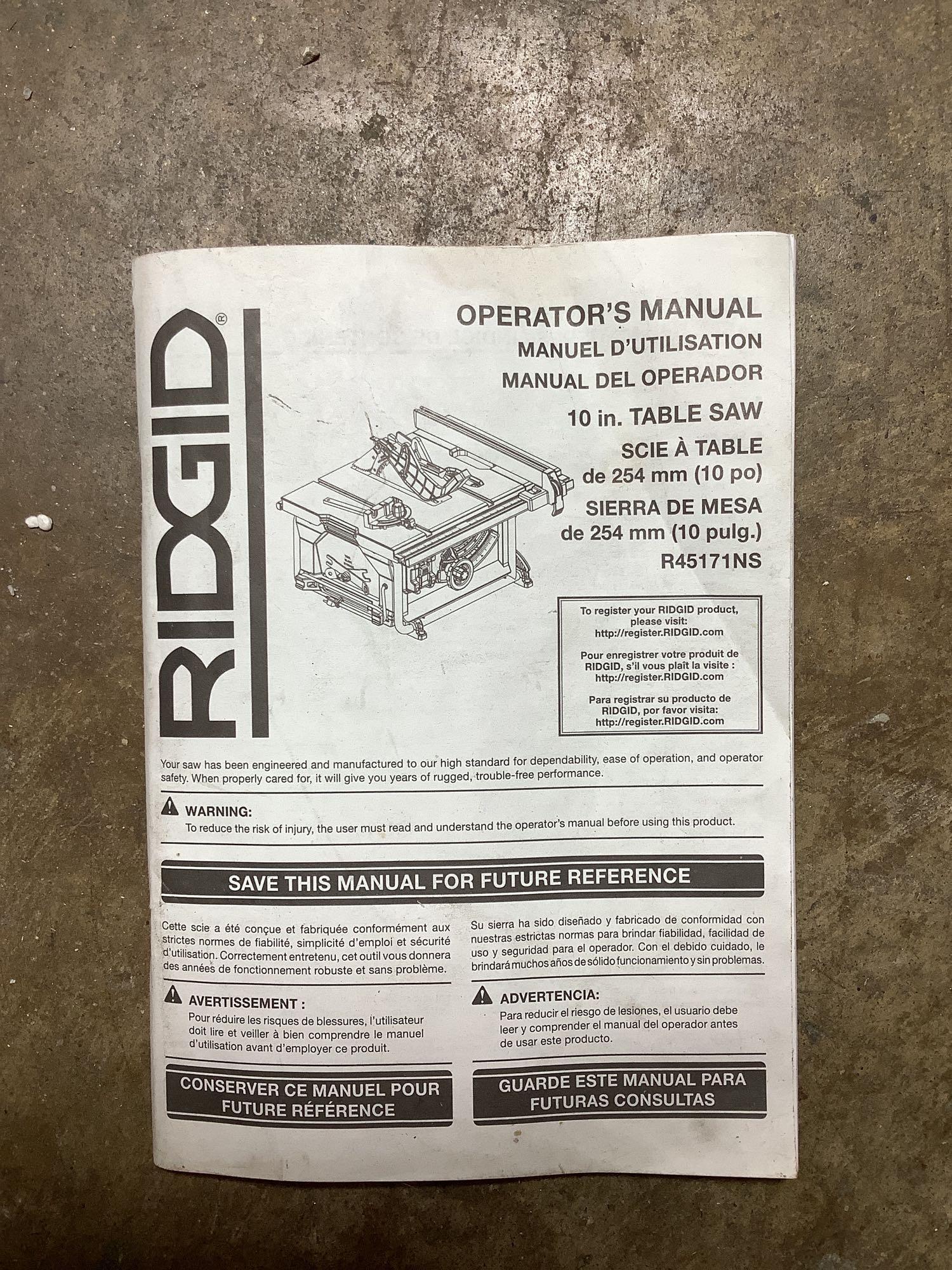 Ridgid Table Saw