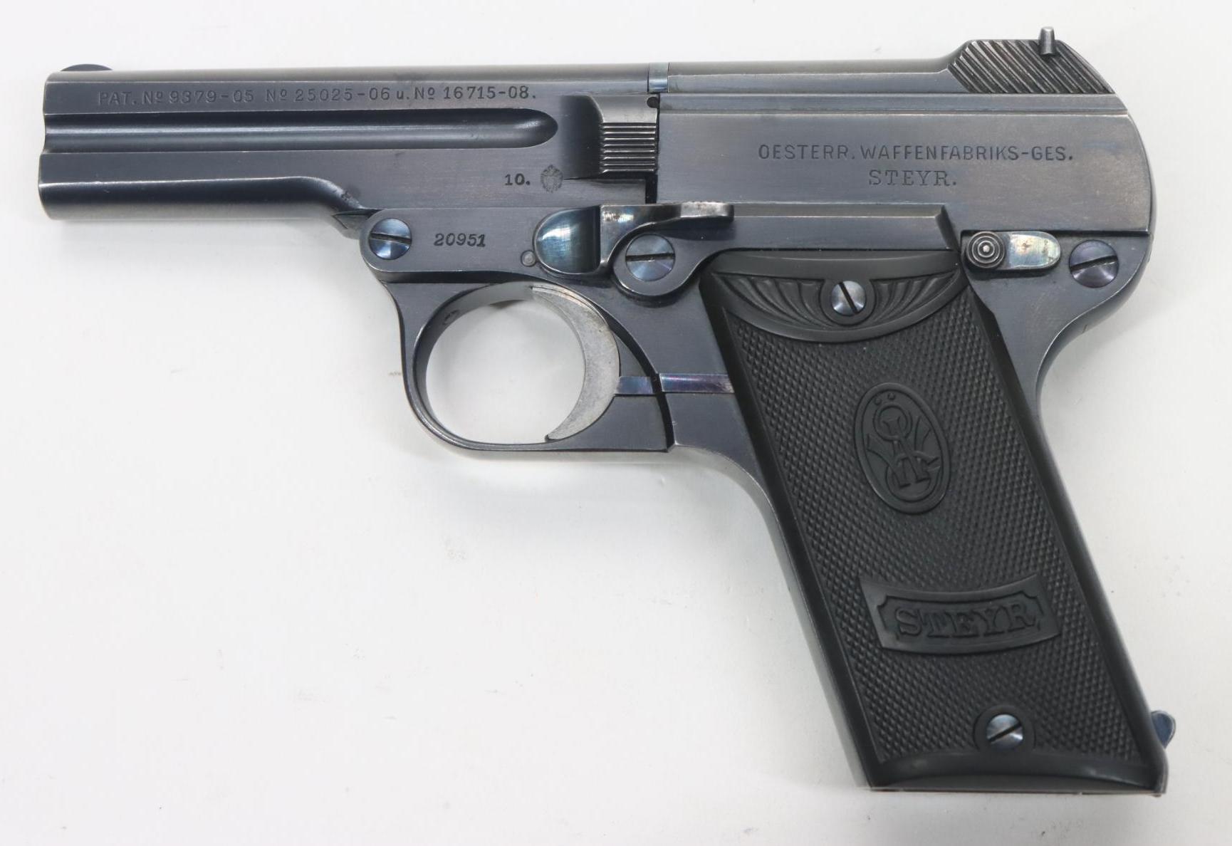 Steyr Pieper Patent M1909 Semi Automatic Pistol