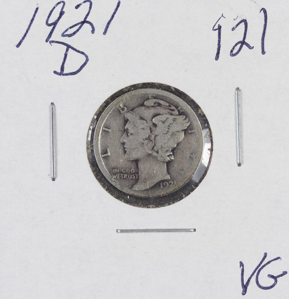 1921-D  MERCURY DIME - VG