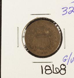 1868 - TWO CENT PIECE - VG