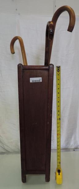 3 canes with solid wood umbrella/cane holder.