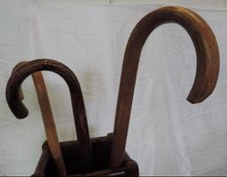 3 canes with solid wood umbrella/cane holder.