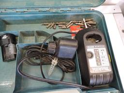 Makita TD020D 7.2 volt cordless driver with charger and case, Makita 10.8 volt battery & charger,