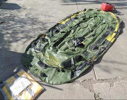 Sevylor Fish hunter 360 Inflatable raft with manual and Tempo boat gas tank.