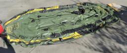 Sevylor Fish hunter 360 Inflatable raft with manual and Tempo boat gas tank.
