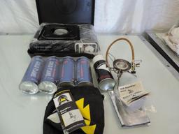 Newart home new portable burner with case and MSR rapid fire stove.