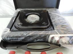 Newart home new portable burner with case and MSR rapid fire stove.