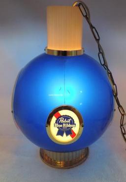 Vintage Pabst Blue Ribbon hanging light (tested operable).