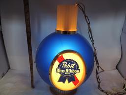 Vintage Pabst Blue Ribbon hanging light (tested operable).