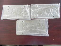 Three Indiana License Plates.