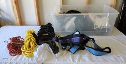 Climbing gear assortment.