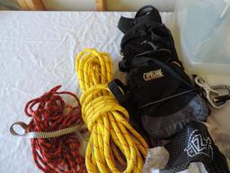Climbing gear assortment.