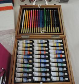 Assortment of art gear.