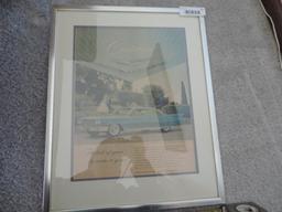 Framed Cadilac print.