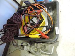 Jumper cables/ jack stands and rope.