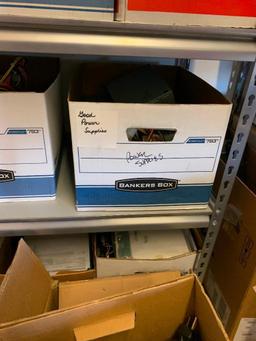 Contents of shelving back room-Cables, failed drives, cd drives, power supplies, computer parts,
