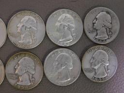 Twenty Pre 1965 Washington quarters