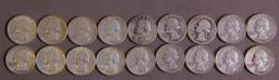 Twenty Pre 1965 Washington quarters