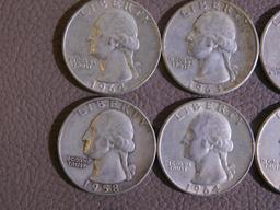 Twenty Pre 1965 Washington quarters