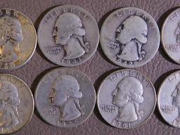 Twenty Pre 1965 Washington quarters